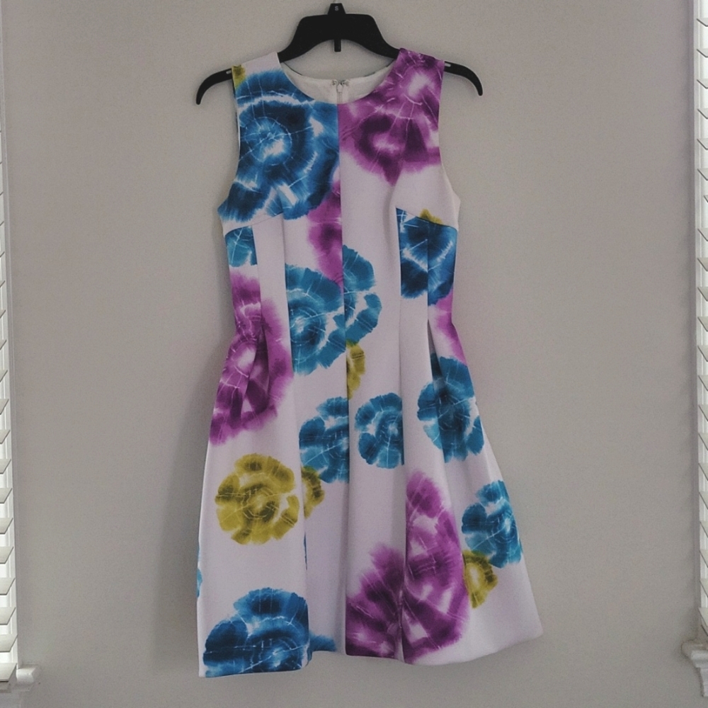 CALVIN KLEIN Tie Dye Skater Midi Dress Size 4